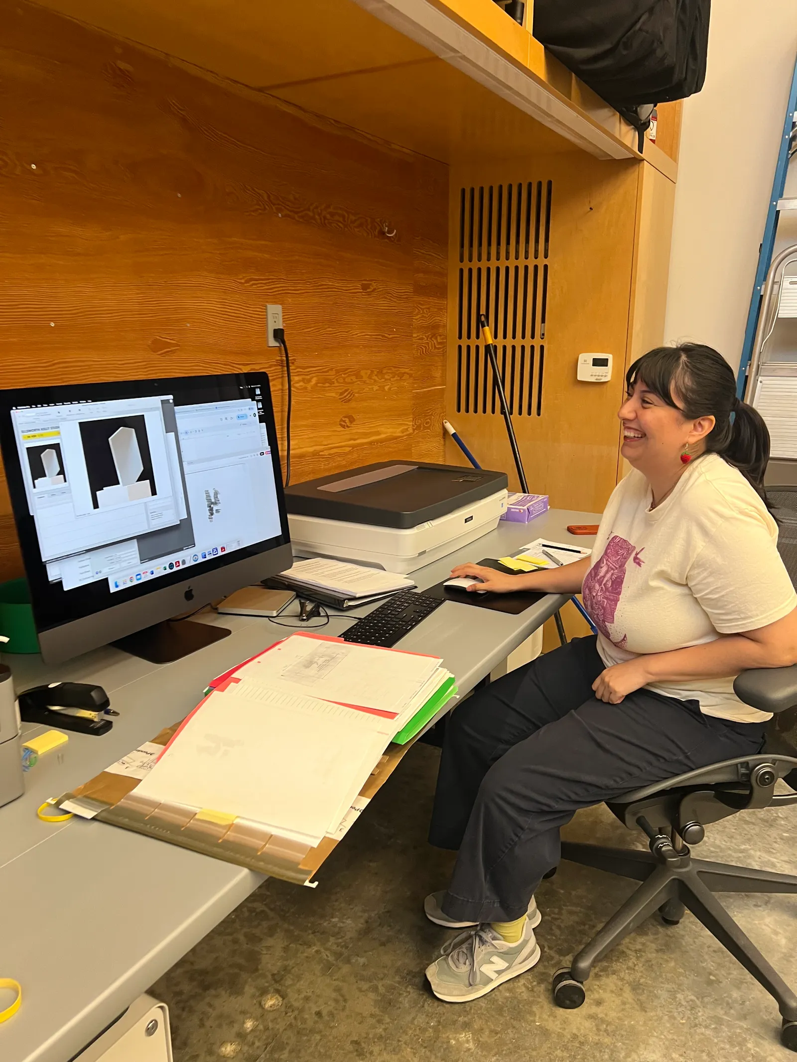 Jennifer entering artifact information into the database.  